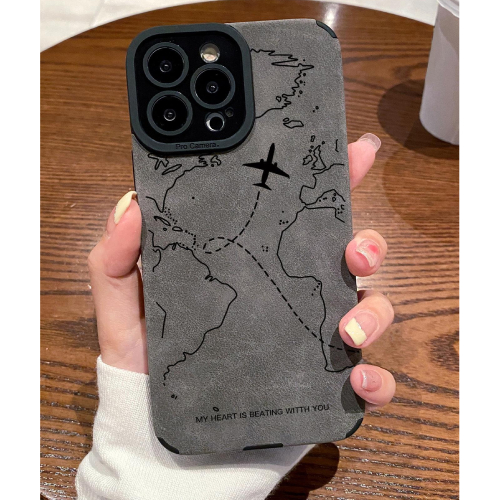 Tpu Airplane Pattern Leather Texture Camera Protector Phone Case, Compatible With Iphones