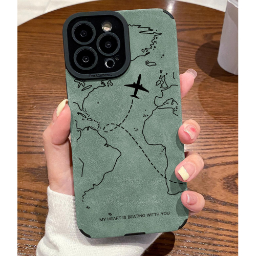 Tpu Airplane Pattern Leather Texture Camera Protector Phone Case, Compatible With Iphones