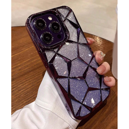 Electroplated Geometric Gradient Bling Phone Case For IPhones Anti-Drop Soft Silicone Cover