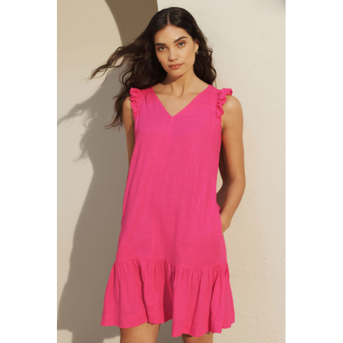 NEXT Petite Linen V-Neck Blend Summer Sleeveless Shift Dress