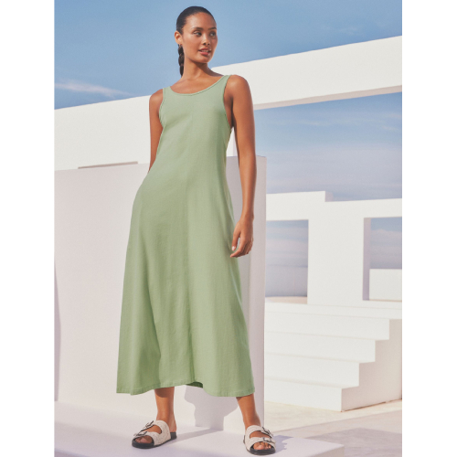 NEXT Sage Green 100% Cotton Jersey Sleeveless Summer Dress
