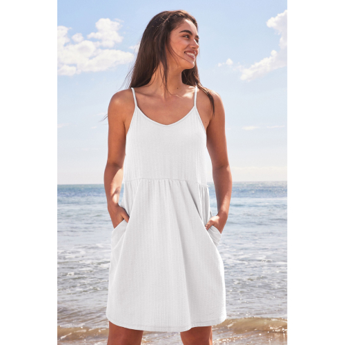 NEXT Cotton Seersucker Short V-Neck Cami Summer Dress