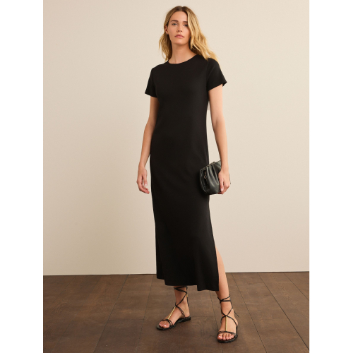 NEXT Ribbed T-Shirt Style Maxi Column Dress With Slit Detail