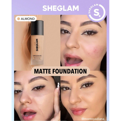 SHEGLAM Complexion Pro Long Lasting Breathable Matte Foundation-Porcelain Matte Sweat-proof Liquid Foundation Oil Control Full Coverage Pore-less Concealer Waterproof Flawless Non-Fading Weightless