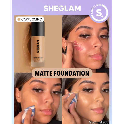 SHEGLAM Complexion Pro Long Lasting Breathable Matte Foundation-Porcelain Matte Sweat-proof Liquid Foundation Oil Control Full Coverage Pore-less Concealer Waterproof Flawless Non-Fading Weightless