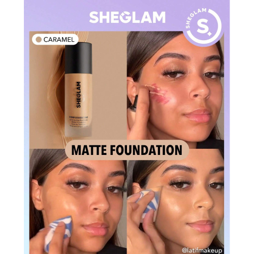 SHEGLAM Complexion Pro Long Lasting Breathable Matte Foundation-Porcelain Matte Sweat-proof Liquid Foundation Oil Control Full Coverage Pore-less Concealer Waterproof Flawless Non-Fading Weightless