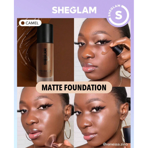SHEGLAM Complexion Pro Long Lasting Breathable Matte Foundation-Porcelain Matte Sweat-proof Liquid Foundation Oil Control Full Coverage Pore-less Concealer Waterproof Flawless Non-Fading Weightless