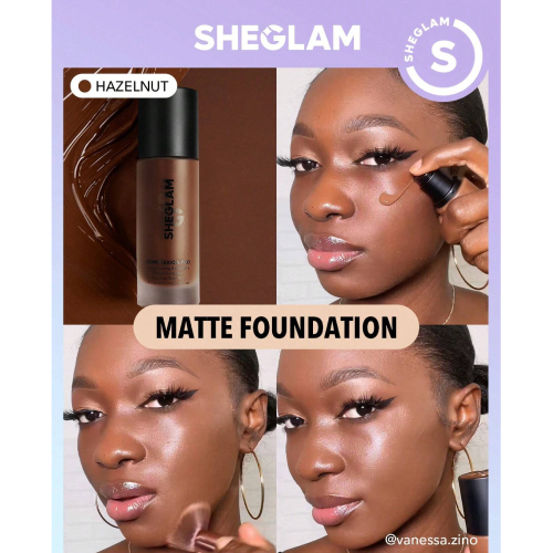 SHEGLAM Complexion Pro Long Lasting Breathable Matte Foundation-Porcelain Matte Sweat-proof Liquid Foundation Oil Control Full Coverage Pore-less Concealer Waterproof Flawless Non-Fading Weightless