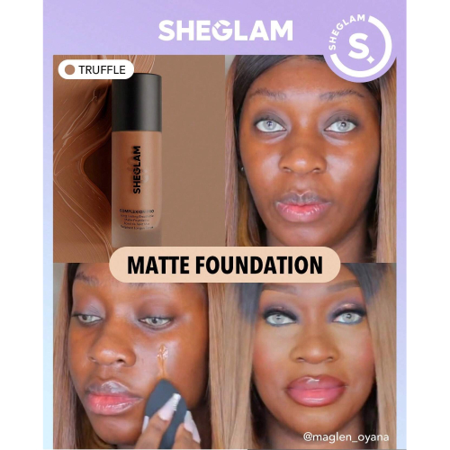 SHEGLAM Complexion Pro Long Lasting Breathable Matte Foundation-Porcelain Matte Sweat-proof Liquid Foundation Oil Control Full Coverage Pore-less Concealer Waterproof Flawless Non-Fading Weightless