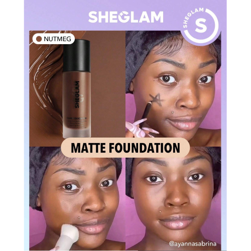 SHEGLAM Complexion Pro Long Lasting Breathable Matte Foundation-Porcelain Matte Sweat-proof Liquid Foundation Oil Control Full Coverage Pore-less Concealer Waterproof Flawless Non-Fading Weightless