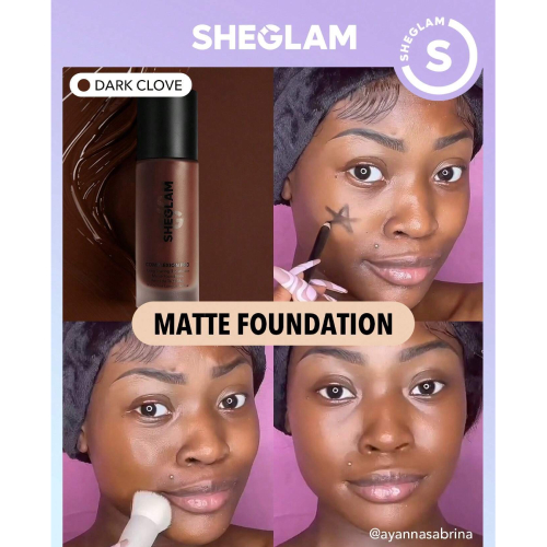 SHEGLAM Complexion Pro Long Lasting Breathable Matte Foundation-Porcelain Matte Sweat-proof Liquid Foundation Oil Control Full Coverage Pore-less Concealer Waterproof Flawless Non-Fading Weightless