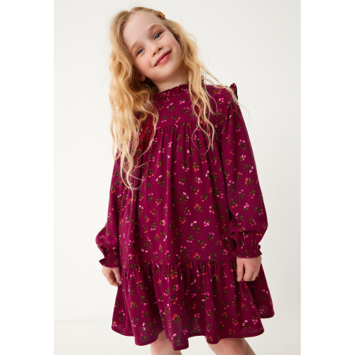 NEXT Berry Red Ditsy Print High Neck Long Sleeve Dress (12mths-16yrs)