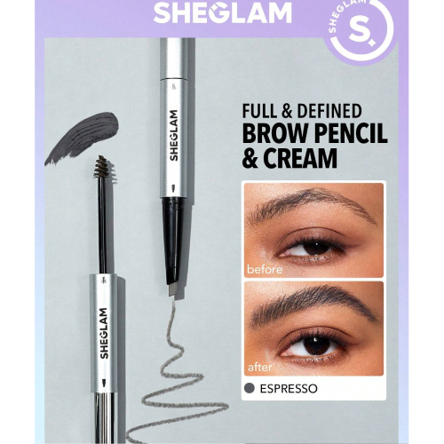 SHEGLAM Fill Me In 2-In-1 Eyebrow Pencil & Cream-Auburn, Sweat-proof Dual-Ended Eyebrow Pen, Smudge-Proof Non-Greasy Natural Eyebrow Cream Gel