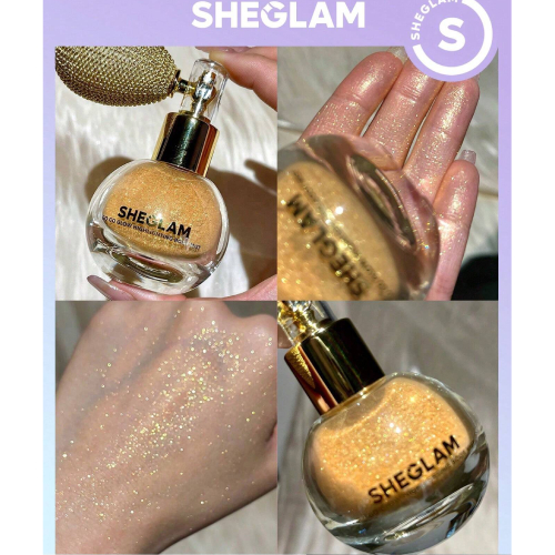SHEGLAM Go Go Glow Highlighting Body Mist-Frosted Opal Body Glitter Powder Spray High-Shine Finish Multi-Use Shimmer Glow Highlighter Face Makeup