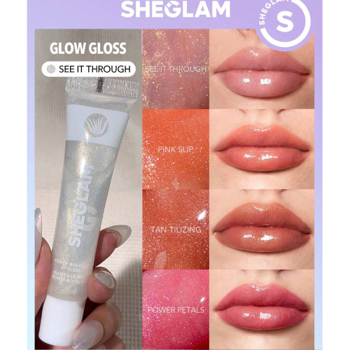 SHEGLAM Power Bouquet Lip Gloss-See It Through Shiny Tinted Moisturizing Lip Gloss Plumping Non-Sticky Lip Oil Repairing Camelia Extract Lip Care