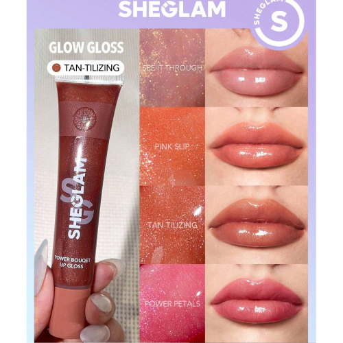 SHEGLAM Power Bouquet Lip Gloss-See It Through Shiny Tinted Moisturizing Lip Gloss Plumping Non-Sticky Lip Oil Repairing Camelia Extract Lip Care