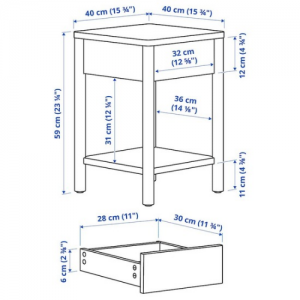 میز کنار تخت  با روکش بلوط ایکیا 40x40x59 سانتی TONSTAD