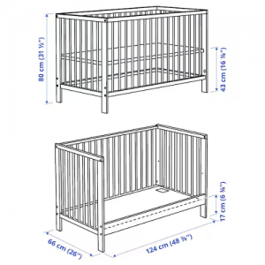 تخت خواب نوزاد 60x120 سانتی  ایکیا GULLIVER حفاظ دار