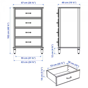 دراور 4 کشو  67x102 سانتی  ایکیا TYSSEDAL