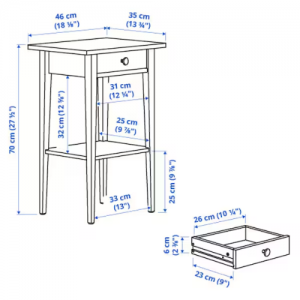 میز کنار تخت کشو دار ایکیا  46x35 سانتی HEMNES