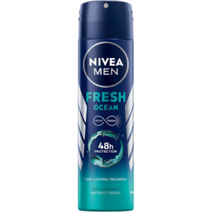 NIVEA MEN Deodorant Spray for Men, Fresh Ocean Aqua Scent, 2x150ml