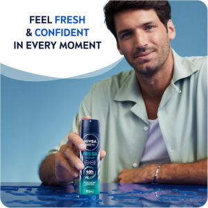 NIVEA MEN Deodorant Spray for Men, Fresh Ocean Aqua Scent, 2x150ml