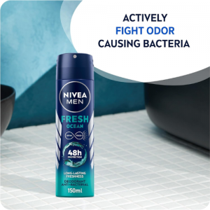 NIVEA MEN Deodorant Spray for Men, Fresh Ocean Aqua Scent, 2x150ml