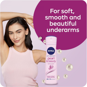 NIVEA Antiperspirant Spray for Women, Pearl & Beauty Pearl Extracts, 2x150ml