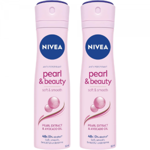 NIVEA Antiperspirant Spray for Women, Pearl & Beauty Pearl Extracts, 2x150ml