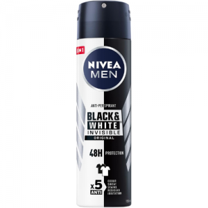 NIVEA MEN Antiperspirant Spray for Men, Black & White 2x150ml