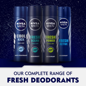 NIVEA MEN Deodorant Spray for Men, Cool Kick Fresh Scent, 150ml