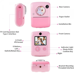 ERTYU Kids Camera Instant Print Toys for Girls Ages 6-12 Mini Camera