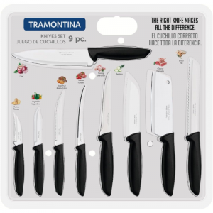 Tramontina 9 pcs Knife Set - Stainless Steel Sharp Professional Kitchen Chef