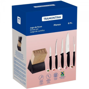 Tramontina Plenus 6 Pieces Knife and Block Set with Stainless Steel Blade