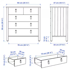 دراور 5 کشو  90x90 سانتی  ایکیا BJÖRKSNÄS