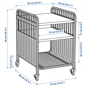 میز چرخ‌دار حصیری ایکیا FRYKSAS سایز 37x53 سانتی‌متر