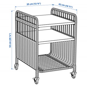 میز چرخ‌دار حصیری ایکیا FRYKSAS سایز 37x53 سانتی‌متر