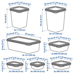 ظرف غذا ایکیا PRUTA مجموعه 17 عددی