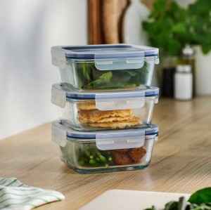 ظرف نگهدارنده غذا ایکیا مدل IKEA 365+ شیشه‌ای درب‌دار مربع ۶۰۰ میلی‌لیتر