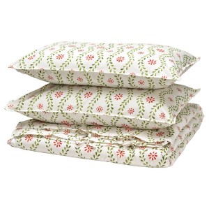 سرویس روتختی و روبالشی FYRISVIDE ایکیا - طرح گلدار آبرنگی سفید، سایز 240x220/50x80 سانتی‌متر