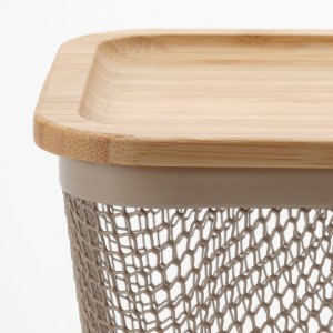 سبد نگهداری غذای ایکیا IKEA 365+ با درب – فلز و بامبو، مربع