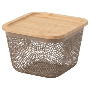 سبد نگهداری غذای ایکیا IKEA 365+ با درب – فلز و بامبو، مربع