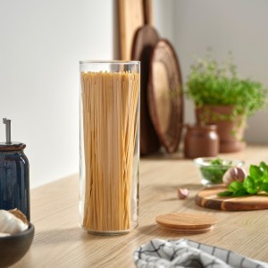 بانکه شیشه‌ای ایکیا مدل EKLATANT با درب بامبو 1.8 لیتری – نگهداری شیک و تازه مواد غذایی