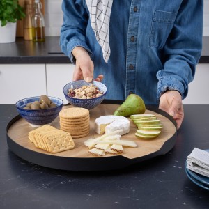 سینی گردان چوبی ایکیا SMÅÄTA با روکش آکاسیا 42 سانتی‌متر – ایده آل برای میز غذاخوری