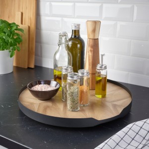 سینی گردان چوبی ایکیا SMÅÄTA با روکش آکاسیا 42 سانتی‌متر – ایده آل برای میز غذاخوری