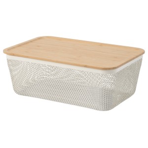 سبد نگهداری غذا ایکیا IKEA 365+ فلزی-بامبو مستطیلی 32x21x13 سانتی‌متر - حفظ تازگی و نظم آشپزخانه
