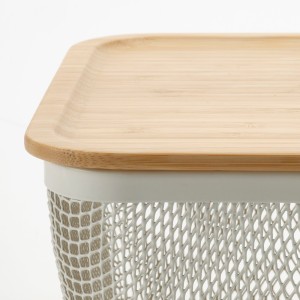 سبد نگهداری غذا ایکیا IKEA 365+ فلزی-بامبو مستطیلی 32x21x13 سانتی‌متر - حفظ تازگی و نظم آشپزخانه