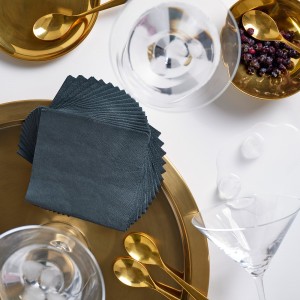 دستمال سفره کاغذی FANTASTISK ایکیا، خاکستری تیره، ابعاد 24x24 سانتی‌متر پک 50 عددی