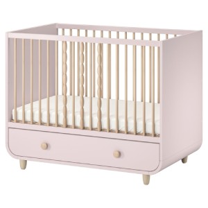 تخت خواب نوزاد ایکیا MYLLRA حفاظ دار با کشو