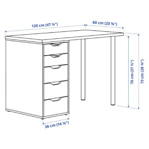 میز 120 در 60 سانتی ایکیا LAGKAPTEN / ALEX پنج کشو